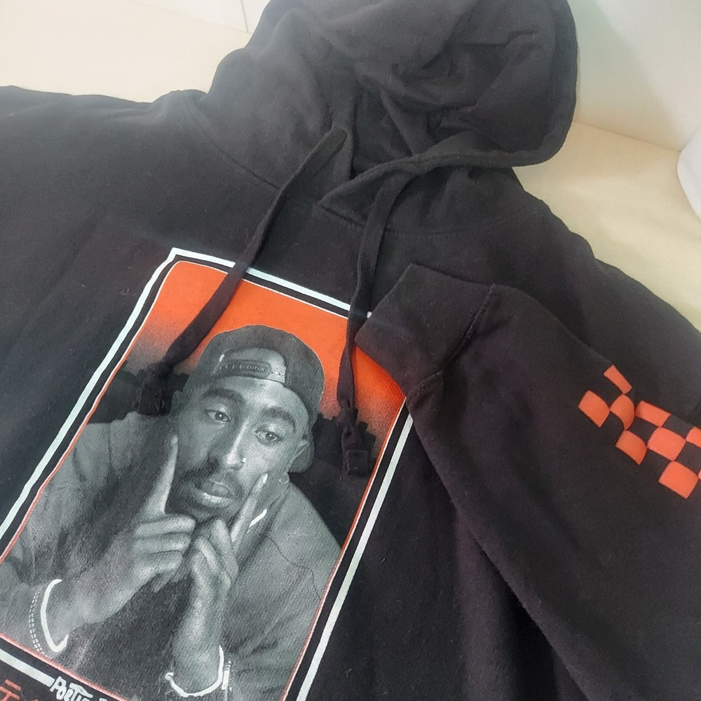 Poetic Justice Tupac Shakur Graphic Hoodie Black Long‎ Sleeve Pullover Size L